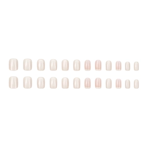 French cream pink pearlescent short square press-on nails set with 24 pieces