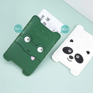 Creative animal leather phone card holder with panda and frog designs in high quality