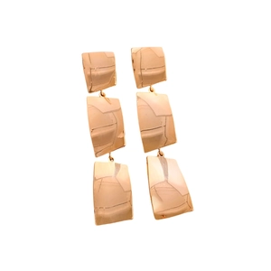 18k gold plated geometric triple square long tassel drop earrings for women