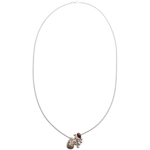 Maillard style tiger eye stone tassel necklace with silver chain for women