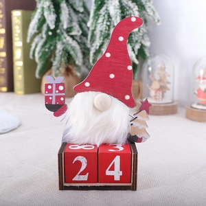 Handcrafted Christmas wooden gnome countdown calendar for festive desk decoration
