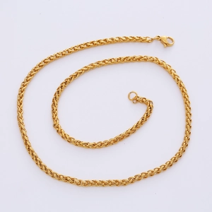 3mm 18k gold plated stainless steel dragon bone chain necklace with lobster clasp