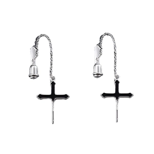 Men's hip-hop cross pendant chain stud earring in S925 sterling silver design