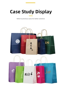 Collection of colorful glossy paper gift bags with handles and custom logo prints