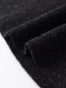 Macro shot showing high-quality dark grey knit fabric texture and soft wool material