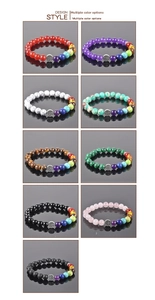 Detailed grid of nine tree of life chakra bracelets featuring various natural gemstones