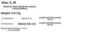 Detail view of the French retro dress showing size charts and fabric material info