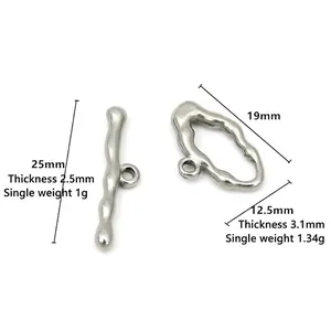 Détail du fermoir à bascule argenté pour bijoux DIY avec dimensions et poids notés