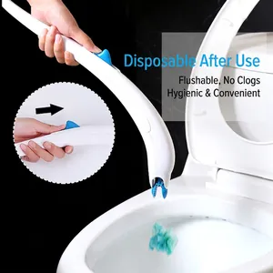 Disposable Toilet Brush With Lemon Lavender Scented Detergent Refills Long Handle ABS Plastic Bathroom Cleaning Wand Scrubber