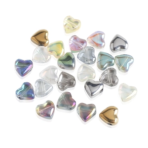 Multi-color heart shaped 8mm crystal glass beads with horizontal holes for DIY jewelry