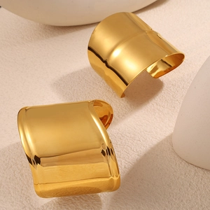 Minimalist Irregular Wave Wide Cuff Bangle Stainless Steel Geometric Hollow Open Bracelet For Women French Style Jewelry