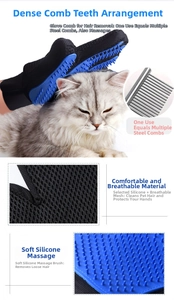 Detail of breathable mesh and silicone bristles on pet grooming and massage glove