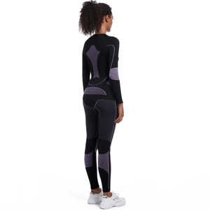 Détails de vêtements de sport de compression avec motif nid d'abeille violet sur noir