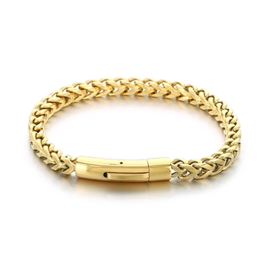 6mm gold stainless steel dragon bone chain bracelet with polished spring snap buckle closure