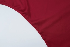 Close-up of the wine red fabric texture and precise stitching on the backless crop top