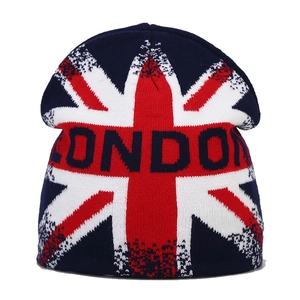 Berretto in maglia unisex con bandiera britannica e scritta LONDON per l'inverno