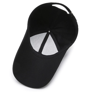 Classic black canvas baseball cap with reinforced interior structure and adjustable strap