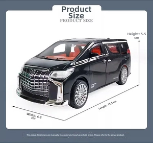 Detailed dimensions of black toy car model showing 15.5cm length and interior seat layout