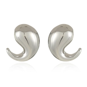 Minimalist silver geometric water drop earrings with high-gloss metallic finish