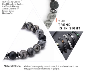 Detailed view of 8mm natural lava stone beads in various colors for unisex bracelets