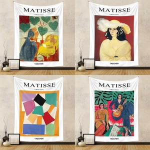 Matisse art style wall tapestry set featuring vibrant colors for bohemian room decoration
