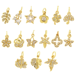 Sélection de pendentifs trèfle et étoile plaqués or 18 carats avec pierres de zircon