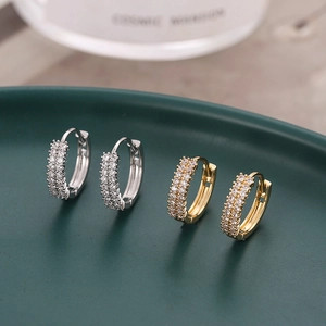 U-shaped micro-paved cubic zirconia hoop earrings in gold and silver finish
