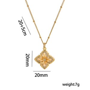Titanium steel mother of pearl clover necklace with 18k gold plating and sparkling crystals