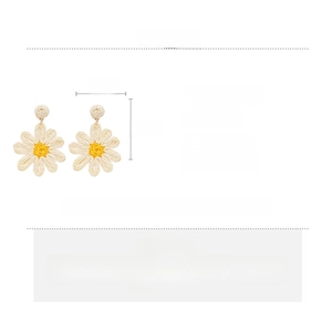 Detailed size and material chart for handmade woven daisy earrings with alloy and cloth