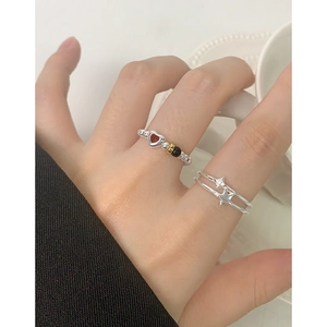 Minimalist S925 sterling silver double-layered star ring with zircon for women
