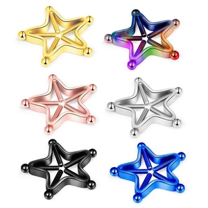 Star-shaped non-pierced stainless steel nipple rings set in six vibrant metallic colors