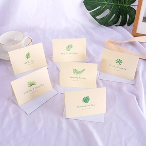 Minimalist Botanical Leaf Print Greeting Card With Envelope Textured Paper Message Card For Business Birthday Gift