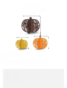 Three hollow glitter paper pumpkins in brown, orange, and yellow for party decoration