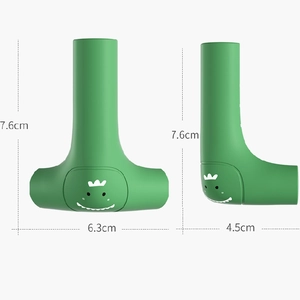 Green dinosaur silicone baby safety corner protector with height and width dimensions