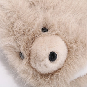 Chapeau aviateur ours polaire en peluche pour femme avec fourrure beige et cache-oreilles