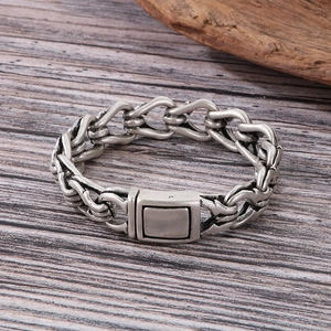 Stainless Steel Men's Bracelet Chunky Link Chain Vintage Distressed Industrial Gothic Punk Retro Rugged Jewelry