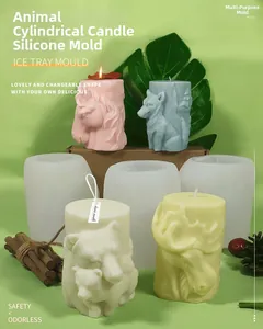 Detailed animal relief silicone mold set for DIY handmade candles and plaster sculptures