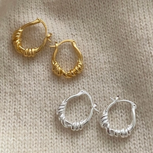 Minimalist 925 Sterling Silver Ribbed Twist Knot Hoop Earrings Leverback Style Fashion Jewelry For Women