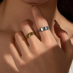 Minimalist 18K gold and silver plated geometric open rings for men and women