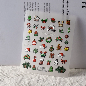 5D geprägte Weihnachts-Nagelaufkleber mit Schneemann-Motiv auf Spitzenhintergrund