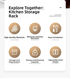 Detail of rustproof stainless steel kitchen rack features including heavy-duty load capacity