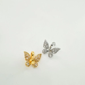 Gold and silver butterfly pendants with cubic zirconia for DIY jewelry making