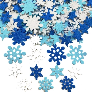Glittering blue and white snowflake foam stickers for Christmas DIY party decorations