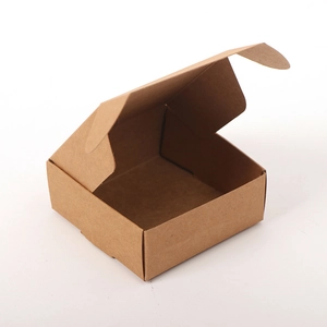 Open square brown kraft corrugated paper jewelry box for gift and shipping packaging