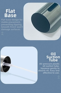 Detail of steady metal base and suction tube for the 260ml glass oil sprayer bottle