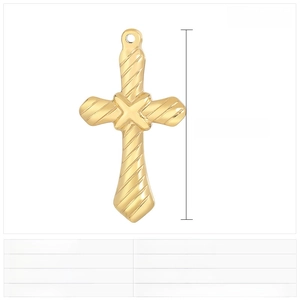 Detailed specs of the gold stainless steel cross pendant with size and weight info