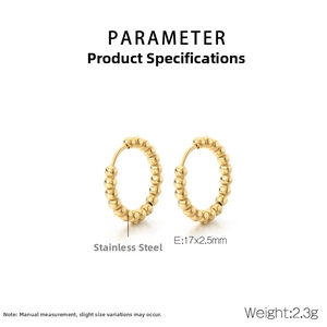 Detail view of 18K gold plated stainless steel hoop earrings with size 17x2.5mm specs