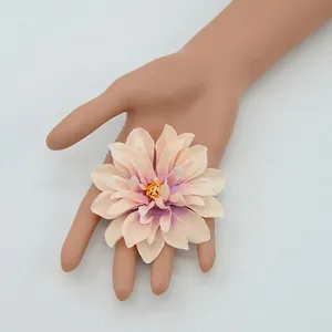 Artificial pink dahlia flower hair clip for DIY craft and traditional hair accessories