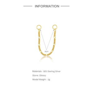 Detailed view of 925 sterling silver golden chain earring with 4cm length specifications