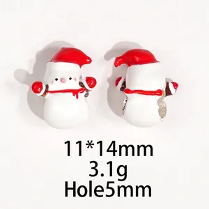 Detailed view of Christmas snowman beads for DIY jewelry with 5mm hole diameter